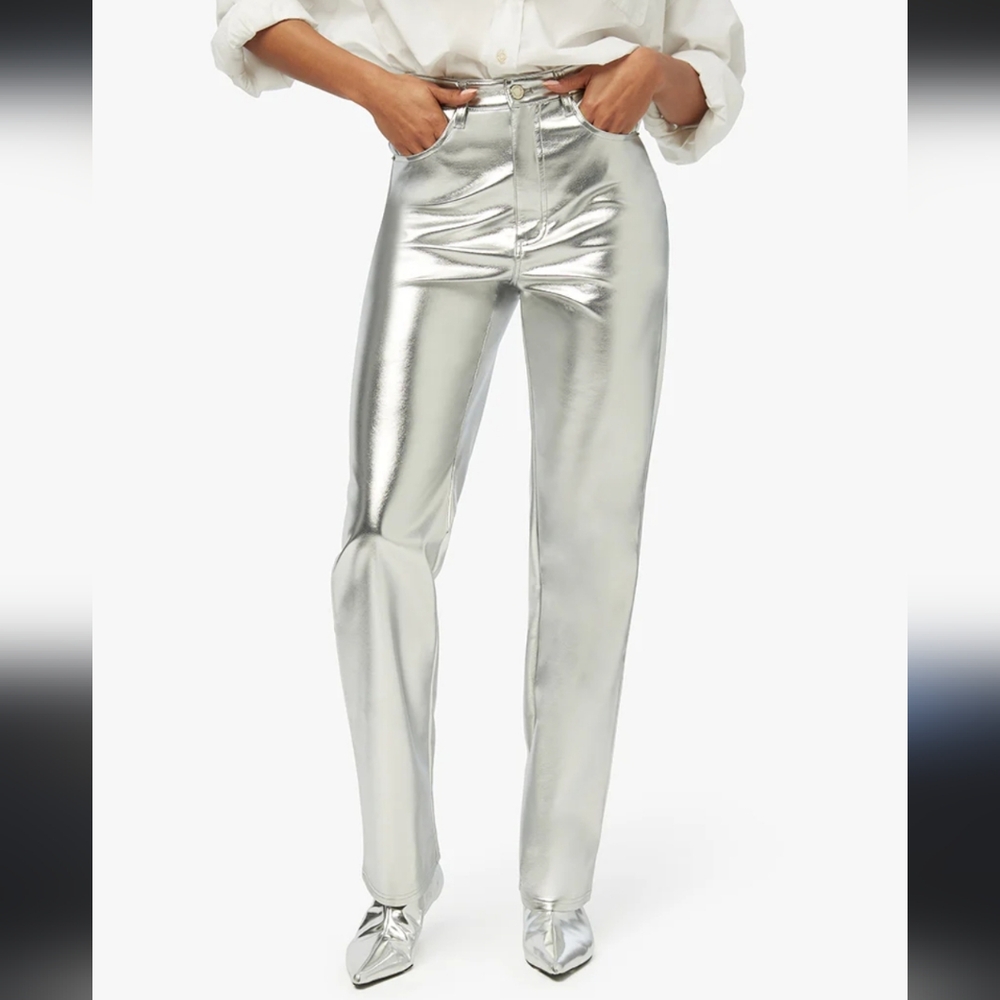 Women's Our Republic for All Silver Shine Metallic High-Rise Skinny Ankl…